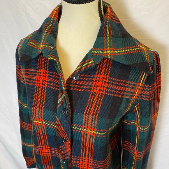 Vintage Sears JR Bazaar Women's Plaid Flannel Button Down Shirt Size Small Top - Picture 2 of 10